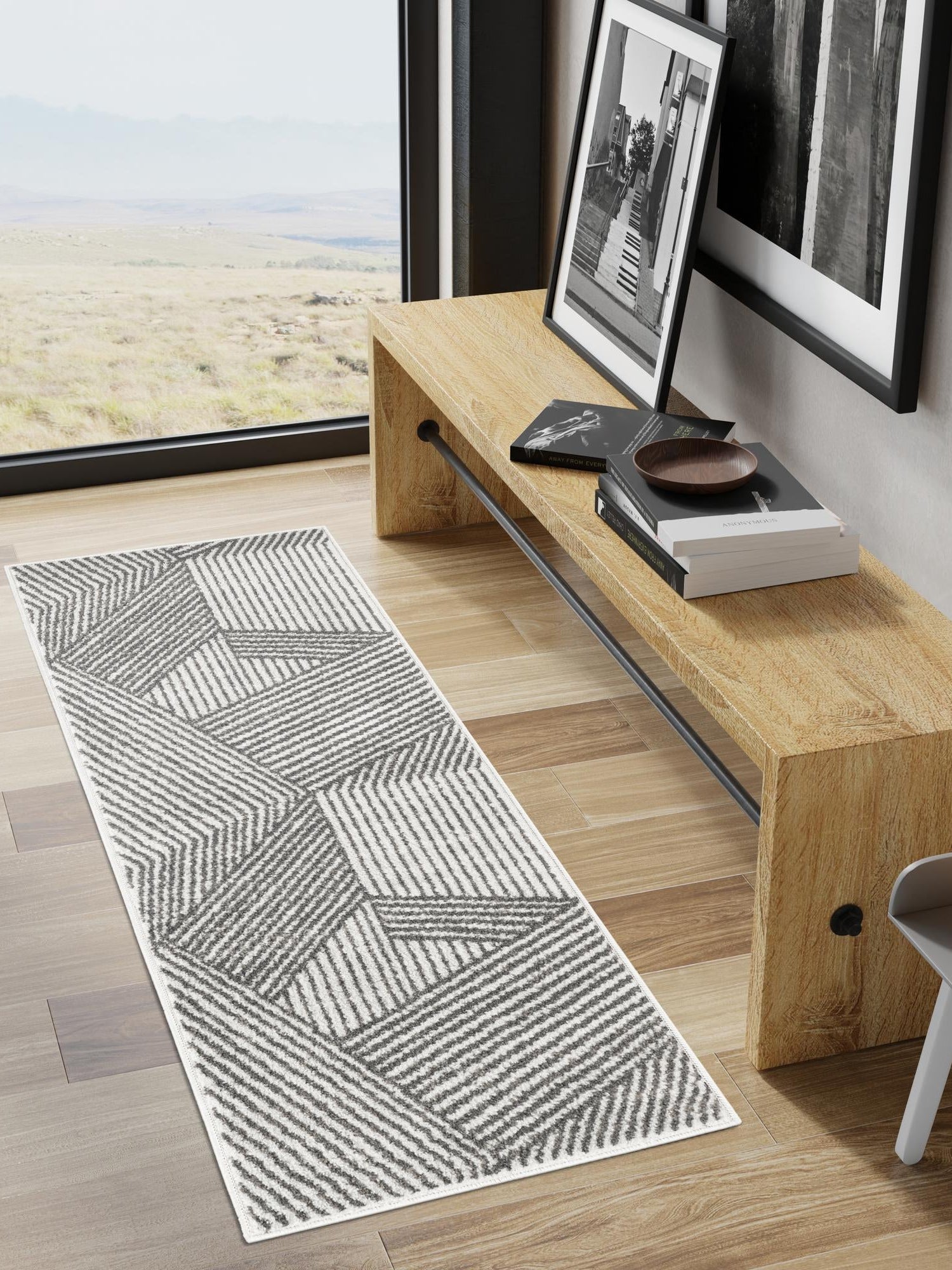 Ivory 2' x 8' Norge Runner Area Rug 100% Polypropylene Easy Clean Non Shed Stain Resistant Modern Carpet for Home Interior Design for Sale at Rug Engine