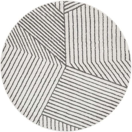 Ivory 7' 10 x 7' 10 Norge Round Area Rug 100% Polypropylene Easy Clean Non Shed Stain Resistant Modern Carpet for Home Interior Design for Sale at Rug Engine