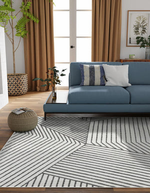 Ivory 7' 10 x 7' 10 Norge Square Area Rug 100% Polypropylene Easy Clean Non Shed Stain Resistant Modern Carpet for Home Interior Design for Sale at Rug Engine