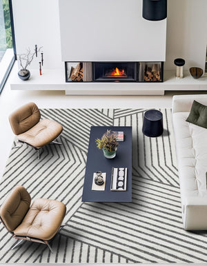 Ivory 10' x 10' Norge Square Area Rug 100% Polypropylene Easy Clean Non Shed Stain Resistant Modern Carpet for Home Interior Design for Sale at Rug Engine