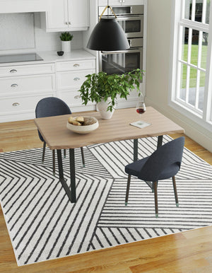 Ivory 7' 10 x 7' 10 Norge Square Area Rug 100% Polypropylene Easy Clean Non Shed Stain Resistant Modern Carpet for Home Interior Design for Sale at Rug Engine