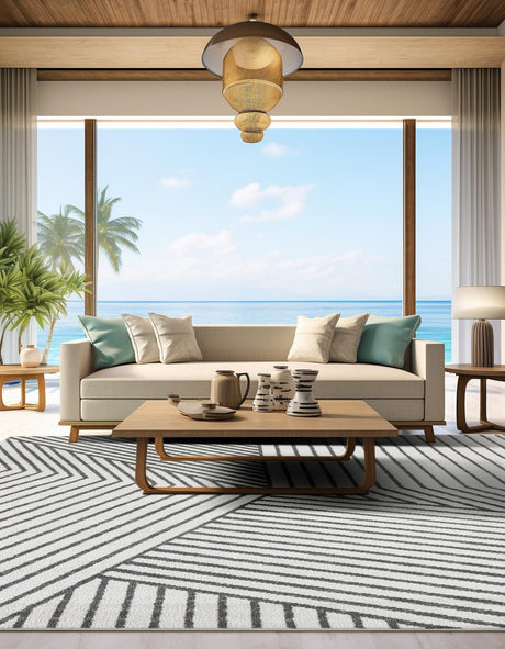 Ivory 10' x 10' Norge Square Area Rug 100% Polypropylene Easy Clean Non Shed Stain Resistant Modern Carpet for Home Interior Design for Sale at Rug Engine