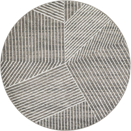 Gray 10' x 10' Norge Round Area Rug 100% Polypropylene Easy Clean Non Shed Stain Resistant Modern Carpet for Home Interior Design for Sale at Rug Engine