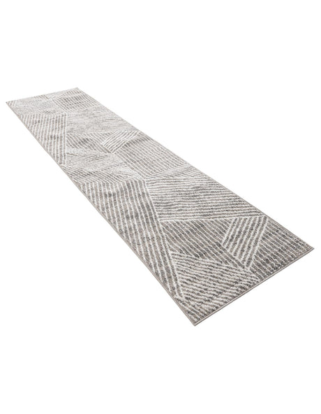 Gray 2' 7 x 10' Norge Runner Area Rug 100% Polypropylene Easy Clean Non Shed Stain Resistant Modern Carpet for Home Interior Design for Sale at Rug Engine
