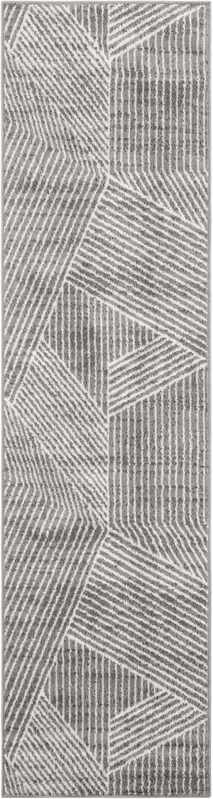 Gray 2' 7 x 10' Norge Runner Area Rug 100% Polypropylene Easy Clean Non Shed Stain Resistant Modern Carpet for Home Interior Design for Sale at Rug Engine