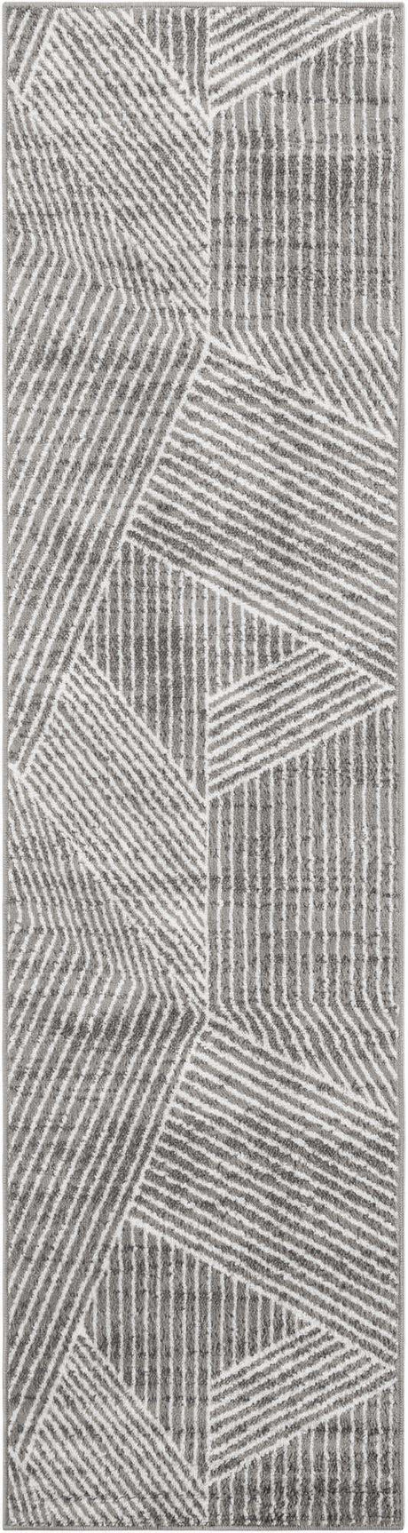 Gray 2' 7 x 10' Norge Runner Area Rug 100% Polypropylene Easy Clean Non Shed Stain Resistant Modern Carpet for Home Interior Design for Sale at Rug Engine