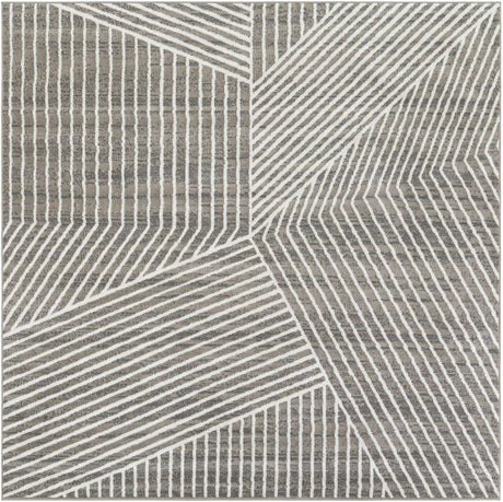 Gray 10' x 10' Norge Square Area Rug 100% Polypropylene Easy Clean Non Shed Stain Resistant Modern Carpet for Home Interior Design for Sale at Rug Engine
