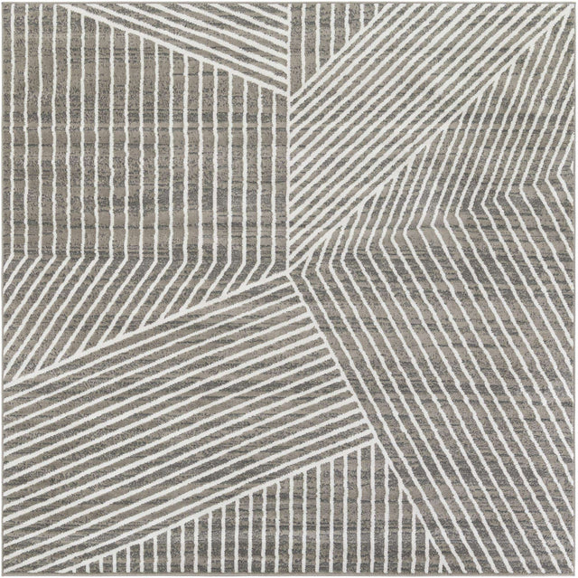 Gray 10' x 10' Norge Square Area Rug 100% Polypropylene Easy Clean Non Shed Stain Resistant Modern Carpet for Home Interior Design for Sale at Rug Engine