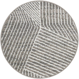 Gray 3' 1 x 3' 1 Norge Round Area Rug 100% Polypropylene Easy Clean Non Shed Stain Resistant Modern Carpet for Home Interior Design for Sale at Rug Engine