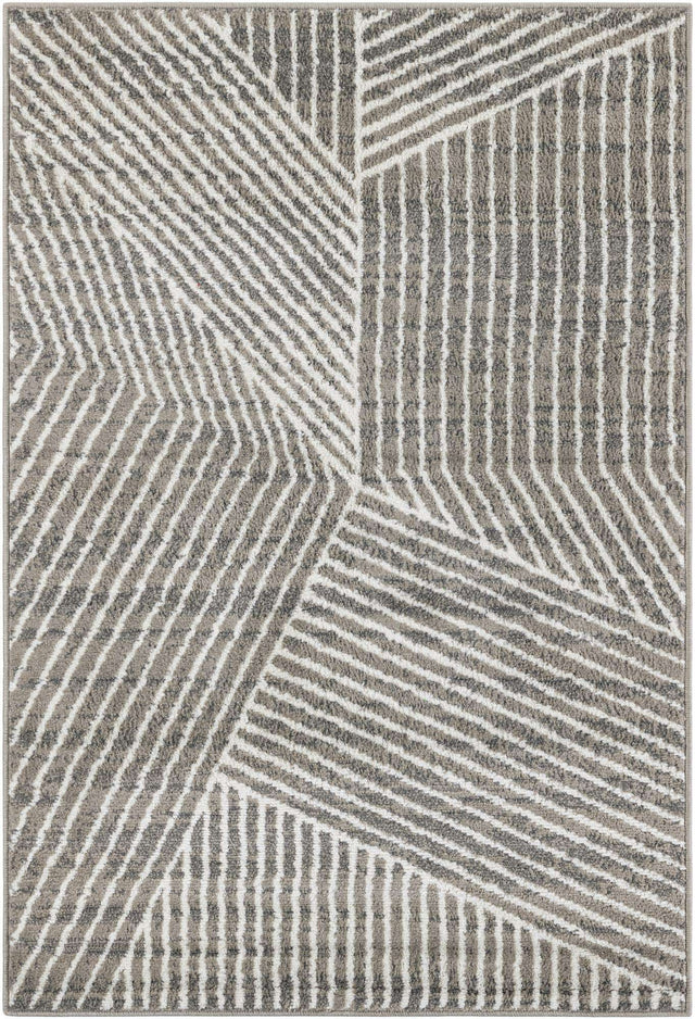 Gray 4' 1 x 6' 1 Norge Rectangle Area Rug 100% Polypropylene Easy Clean Non Shed Stain Resistant Modern Carpet for Home Interior Design for Sale at Rug Engine