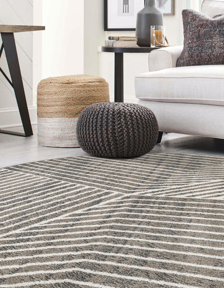 Gray 10' x 10' Norge Round Area Rug 100% Polypropylene Easy Clean Non Shed Stain Resistant Modern Carpet for Home Interior Design for Sale at Rug Engine