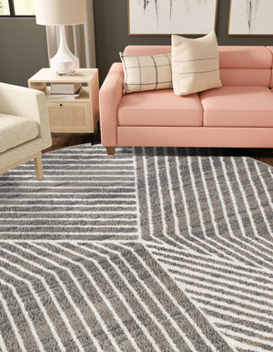 Gray 4' 1 x 4' 1 Norge Round Area Rug 100% Polypropylene Easy Clean Non Shed Stain Resistant Modern Carpet for Home Interior Design for Sale at Rug Engine