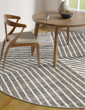 Gray 3' 1 x 3' 1 Norge Round Area Rug 100% Polypropylene Easy Clean Non Shed Stain Resistant Modern Carpet for Home Interior Design for Sale at Rug Engine