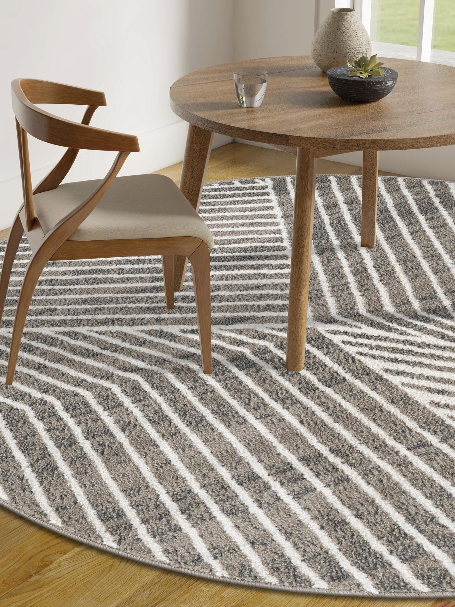 Gray 10' x 10' Norge Round Area Rug 100% Polypropylene Easy Clean Non Shed Stain Resistant Modern Carpet for Home Interior Design for Sale at Rug Engine