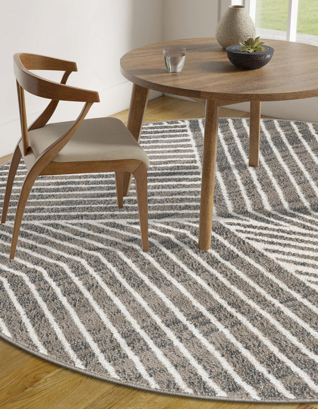 Gray 10' x 10' Norge Round Area Rug 100% Polypropylene Easy Clean Non Shed Stain Resistant Modern Carpet for Home Interior Design for Sale at Rug Engine