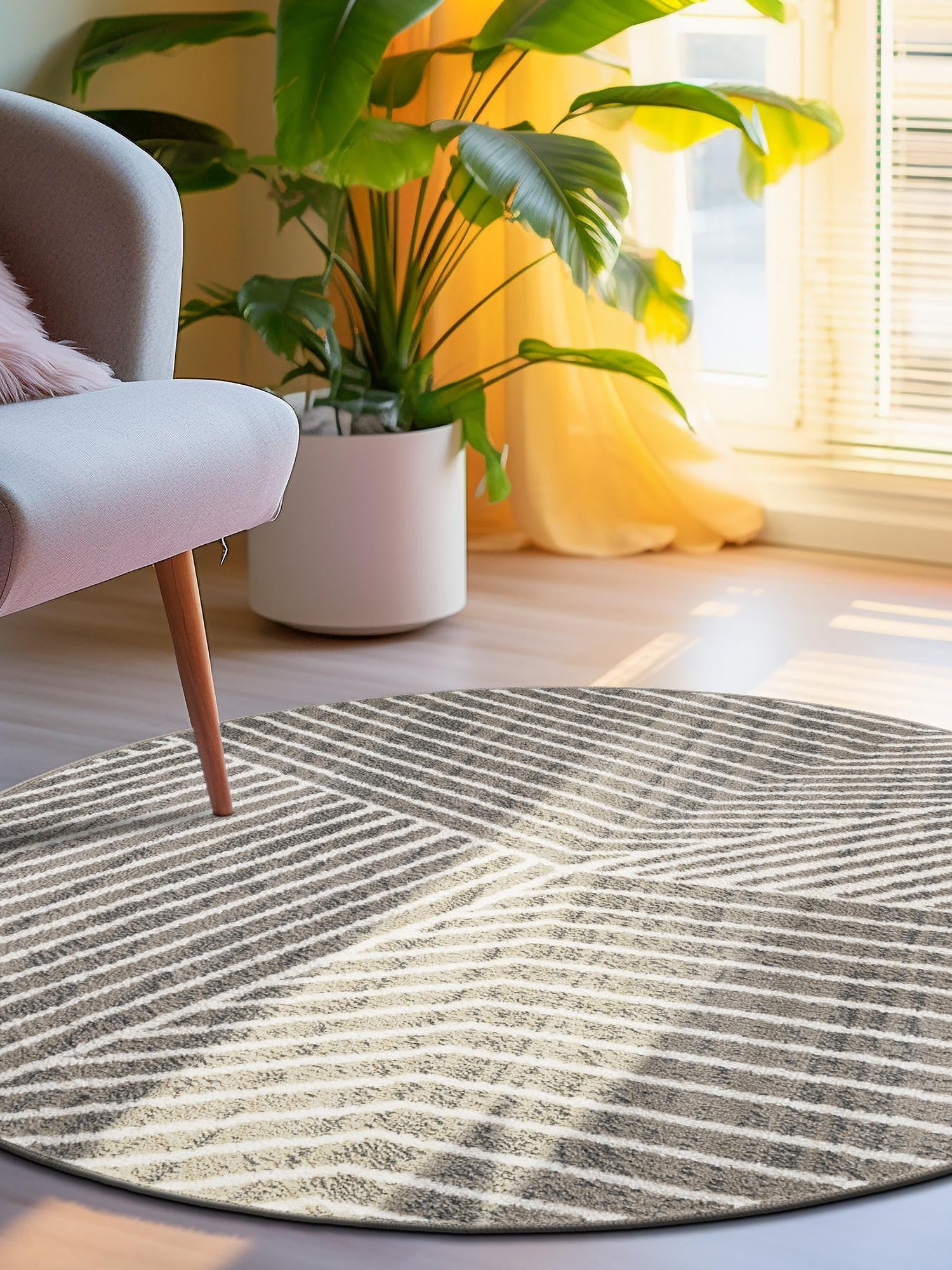 Gray 10' x 10' Norge Round Area Rug 100% Polypropylene Easy Clean Non Shed Stain Resistant Modern Carpet for Home Interior Design for Sale at Rug Engine