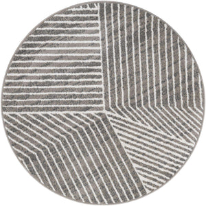 Gray 5' 1 x 5' 1 Norge Round Area Rug 100% Polypropylene Easy Clean Non Shed Stain Resistant Modern Carpet for Home Interior Design for Sale at Rug Engine