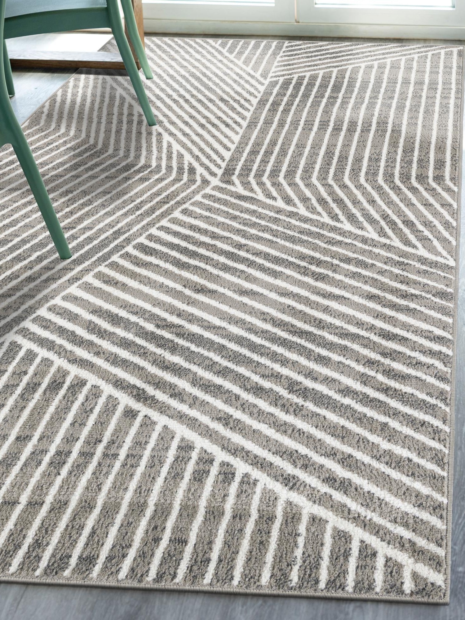 Gray 6' 1 x 9' Norge Rectangle Area Rug 100% Polypropylene Easy Clean Non Shed Stain Resistant Modern Carpet for Home Interior Design for Sale at Rug Engine