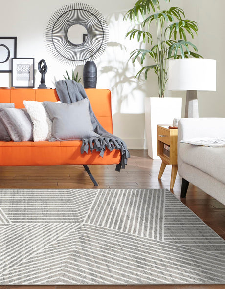 Gray 5' 1 x 7' 1 Norge Rectangle Area Rug 100% Polypropylene Easy Clean Non Shed Stain Resistant Modern Carpet for Home Interior Design for Sale at Rug Engine