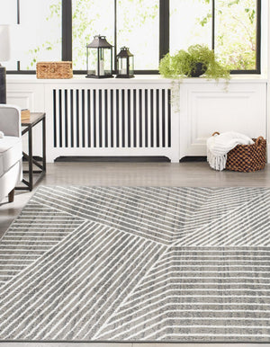 Gray 5' 1 x 8' Norge Rectangle Area Rug 100% Polypropylene Easy Clean Non Shed Stain Resistant Modern Carpet for Home Interior Design for Sale at Rug Engine