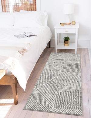 Gray 2' x 6' 1 Norge Runner Area Rug 100% Polypropylene Easy Clean Non Shed Stain Resistant Modern Carpet for Home Interior Design for Sale at Rug Engine