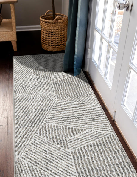 Gray 2' x 8' Norge Runner Area Rug 100% Polypropylene Easy Clean Non Shed Stain Resistant Modern Carpet for Home Interior Design for Sale at Rug Engine