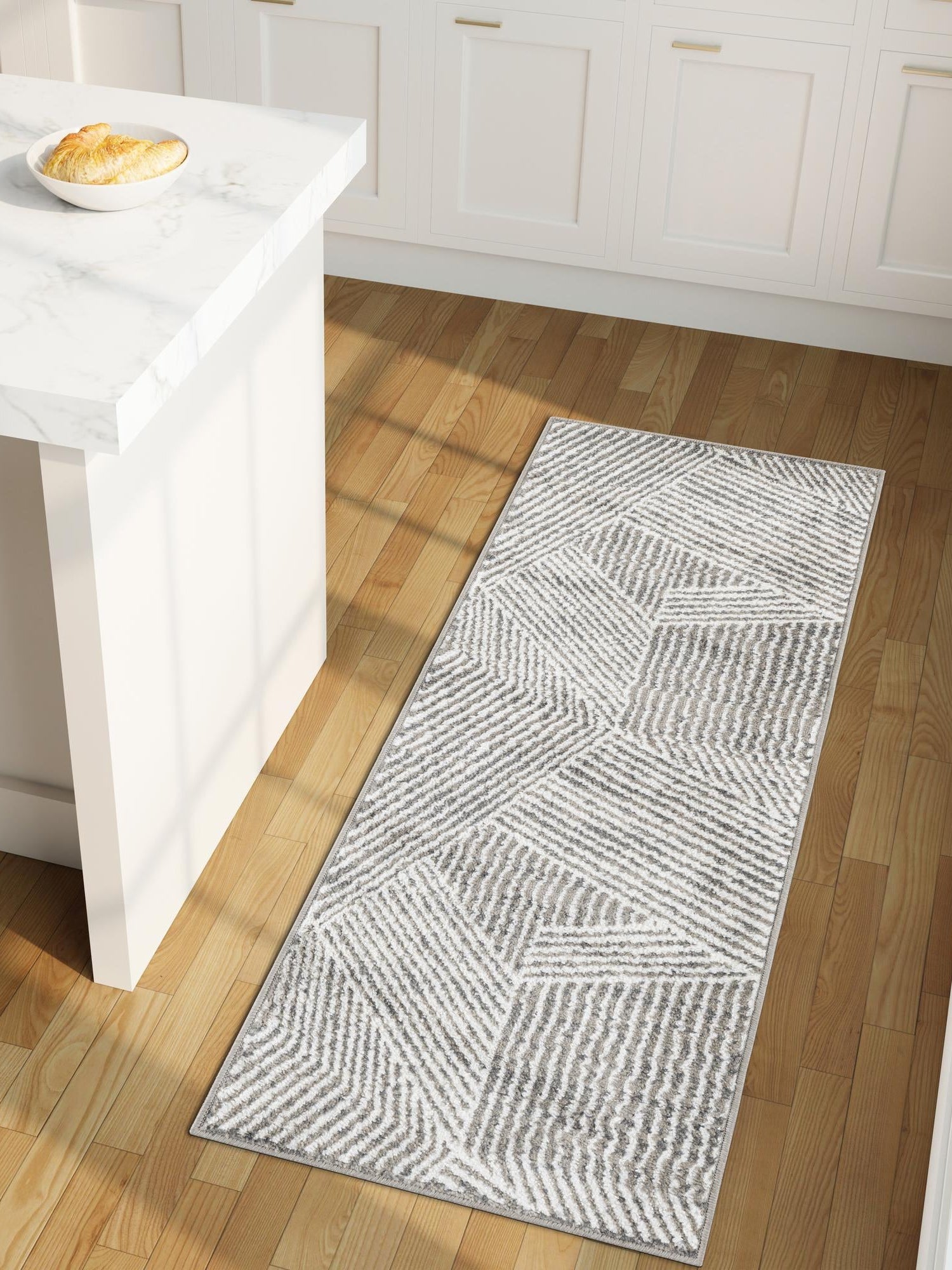 Gray 2' x 8' Norge Runner Area Rug 100% Polypropylene Easy Clean Non Shed Stain Resistant Modern Carpet for Home Interior Design for Sale at Rug Engine
