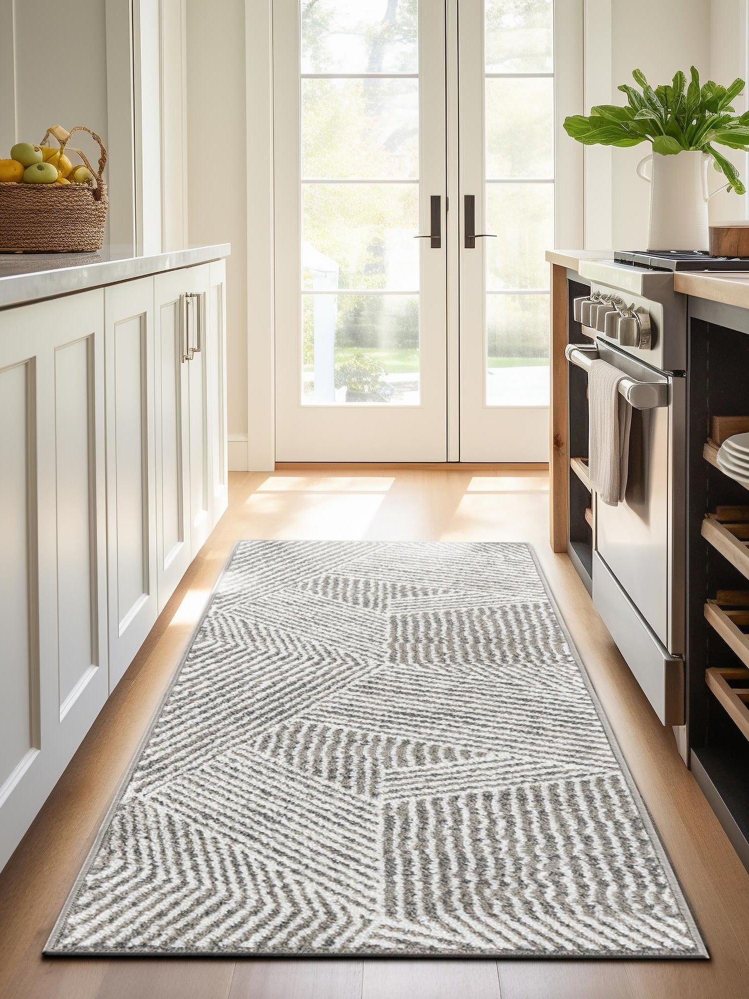 Gray 2' x 8' Norge Runner Area Rug 100% Polypropylene Easy Clean Non Shed Stain Resistant Modern Carpet for Home Interior Design for Sale at Rug Engine