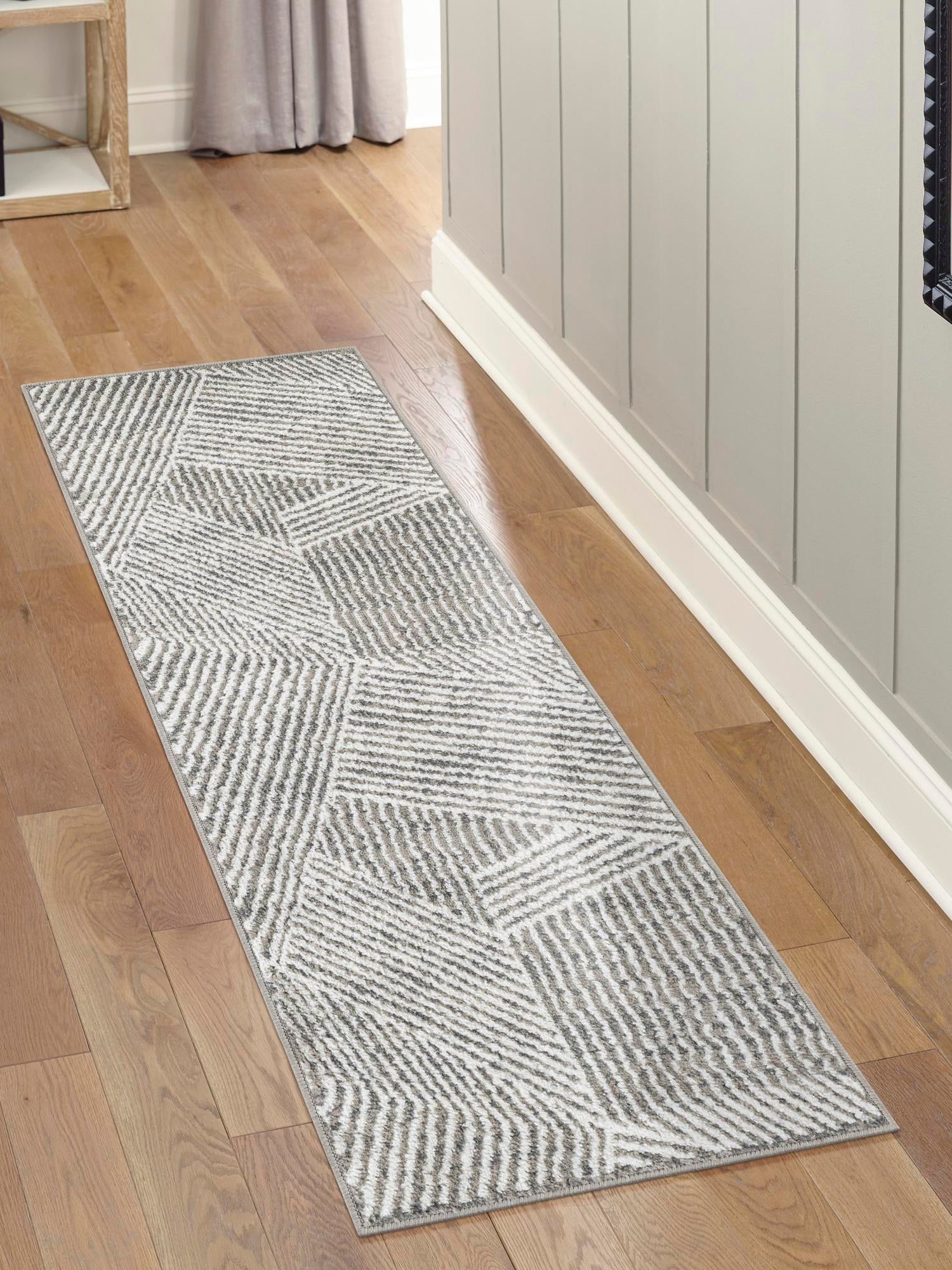 Gray 2' x 6' 1 Norge Runner Area Rug 100% Polypropylene Easy Clean Non Shed Stain Resistant Modern Carpet for Home Interior Design for Sale at Rug Engine