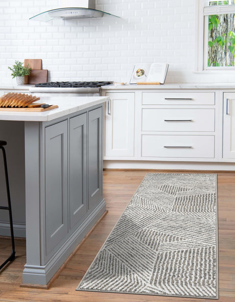 Gray 2' x 6' 1 Norge Runner Area Rug 100% Polypropylene Easy Clean Non Shed Stain Resistant Modern Carpet for Home Interior Design for Sale at Rug Engine