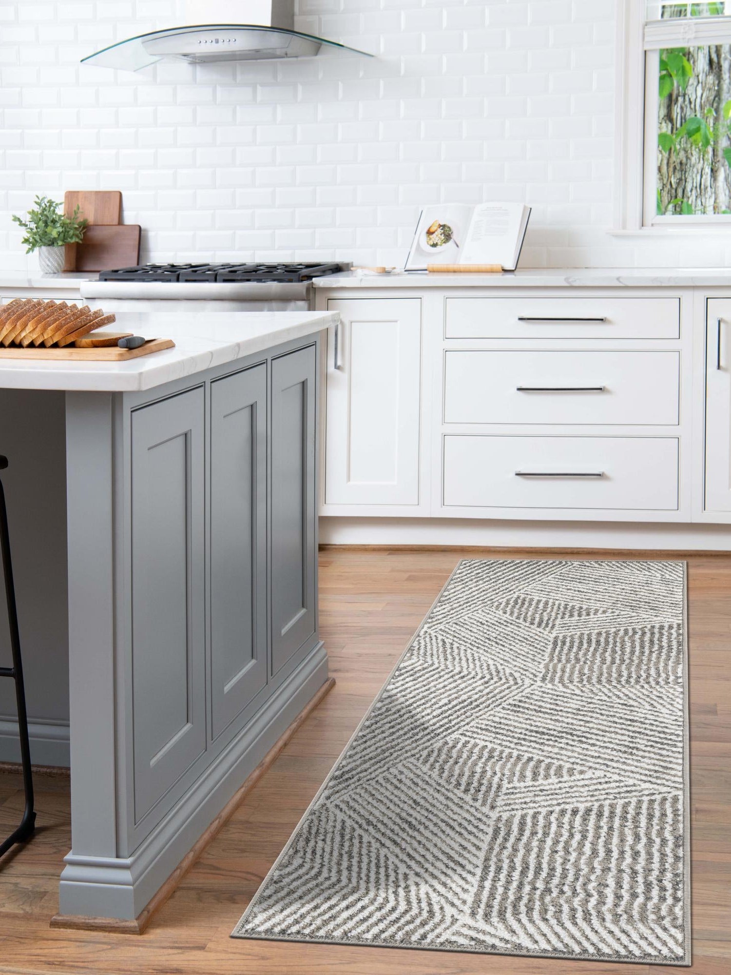 Gray 2' x 8' Norge Runner Area Rug 100% Polypropylene Easy Clean Non Shed Stain Resistant Modern Carpet for Home Interior Design for Sale at Rug Engine