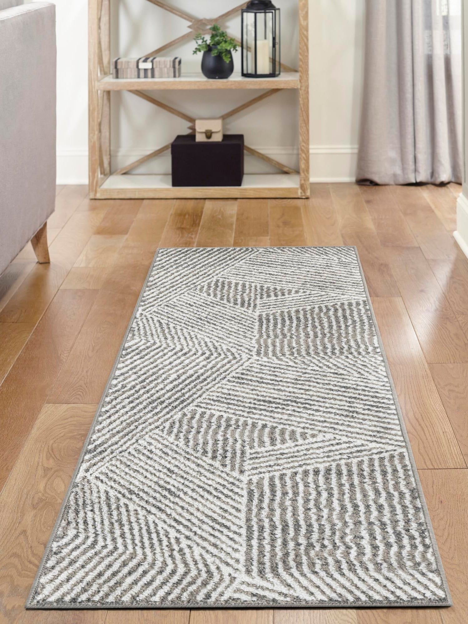 Gray 2' x 6' 1 Norge Runner Area Rug 100% Polypropylene Easy Clean Non Shed Stain Resistant Modern Carpet for Home Interior Design for Sale at Rug Engine