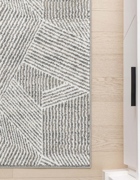 Gray 2' 7 x 10' Norge Runner Area Rug 100% Polypropylene Easy Clean Non Shed Stain Resistant Modern Carpet for Home Interior Design for Sale at Rug Engine