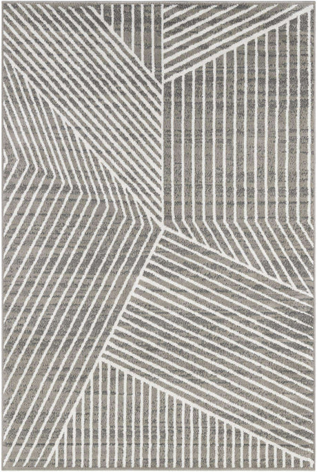Gray 6' 1 x 9' Norge Rectangle Area Rug 100% Polypropylene Easy Clean Non Shed Stain Resistant Modern Carpet for Home Interior Design for Sale at Rug Engine