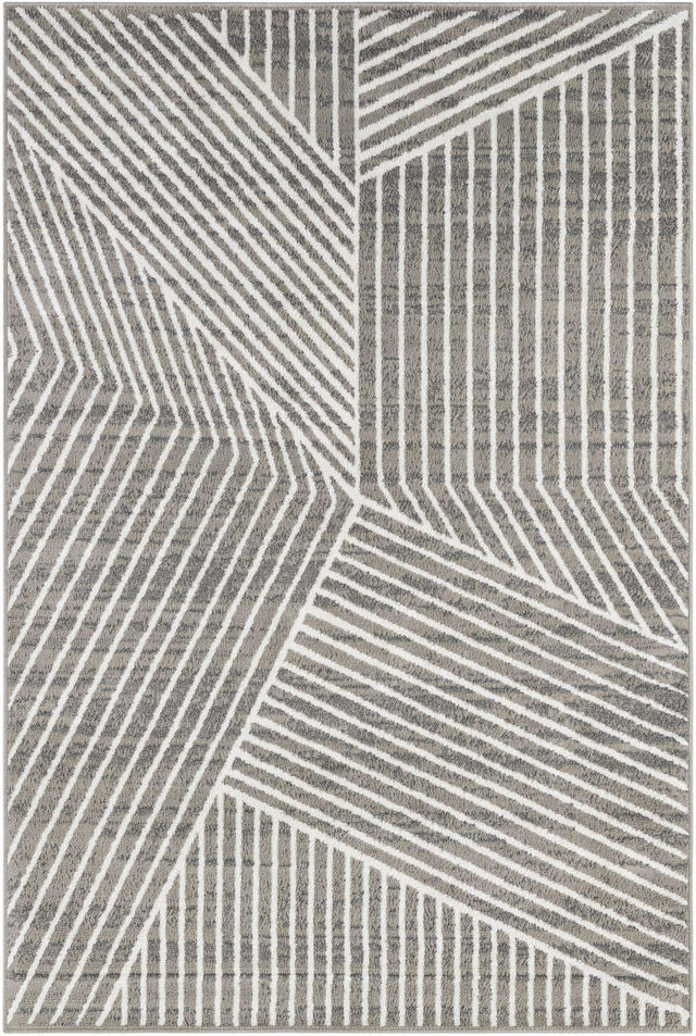 Gray 6' 1 x 9' Norge Rectangle Area Rug 100% Polypropylene Easy Clean Non Shed Stain Resistant Modern Carpet for Home Interior Design for Sale at Rug Engine