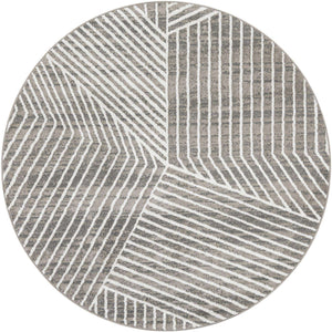 Gray 7' 10 x 7' 10 Norge Round Area Rug 100% Polypropylene Easy Clean Non Shed Stain Resistant Modern Carpet for Home Interior Design for Sale at Rug Engine