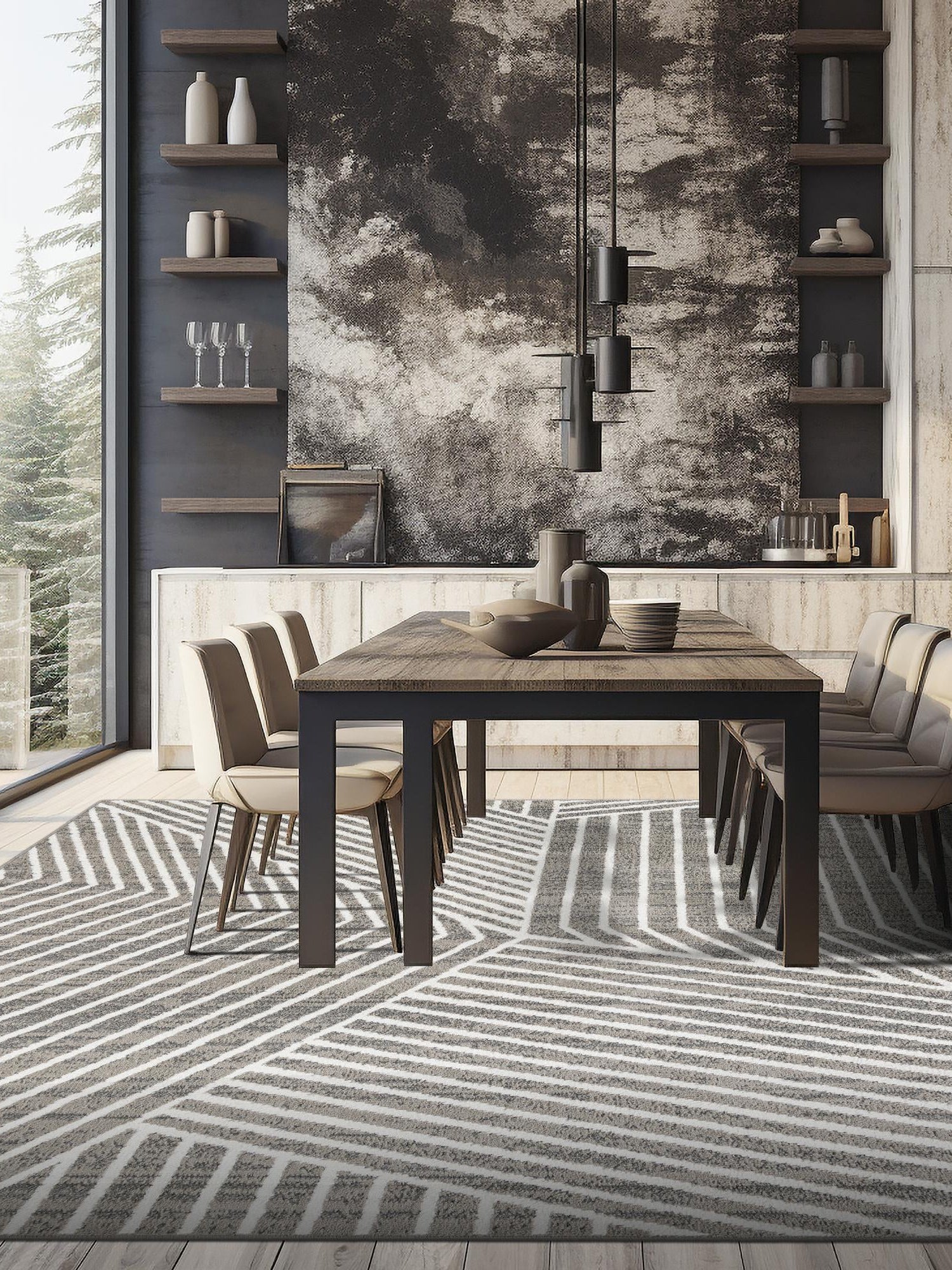 Gray 10' x 10' Norge Square Area Rug 100% Polypropylene Easy Clean Non Shed Stain Resistant Modern Carpet for Home Interior Design for Sale at Rug Engine