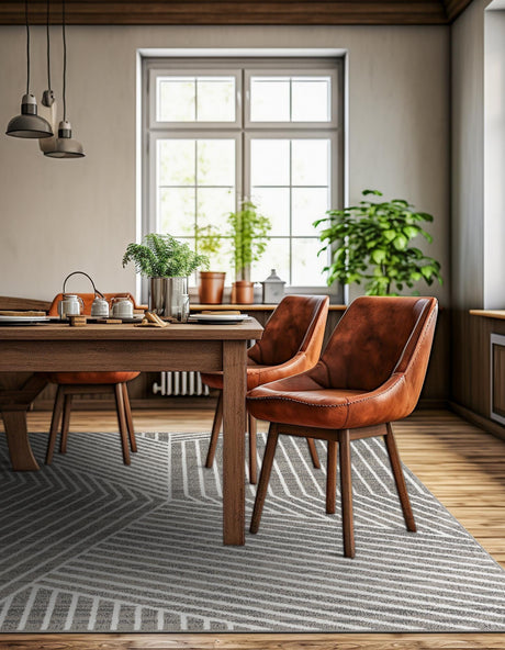 Gray 7' 10 x 7' 10 Norge Square Area Rug 100% Polypropylene Easy Clean Non Shed Stain Resistant Modern Carpet for Home Interior Design for Sale at Rug Engine