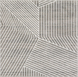 Gray 7' 10 x 7' 10 Norge Square Area Rug 100% Polypropylene Easy Clean Non Shed Stain Resistant Modern Carpet for Home Interior Design for Sale at Rug Engine