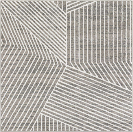 Gray 7' 10 x 7' 10 Norge Square Area Rug 100% Polypropylene Easy Clean Non Shed Stain Resistant Modern Carpet for Home Interior Design for Sale at Rug Engine