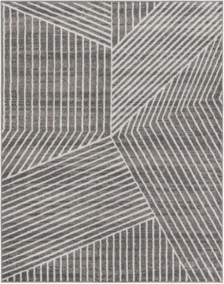 Gray 7' 10 x 10' Norge Rectangle Area Rug 100% Polypropylene Easy Clean Non Shed Stain Resistant Modern Carpet for Home Interior Design for Sale at Rug Engine