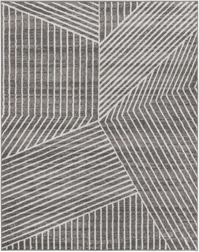Gray 7' 10 x 10' Norge Rectangle Area Rug 100% Polypropylene Easy Clean Non Shed Stain Resistant Modern Carpet for Home Interior Design for Sale at Rug Engine