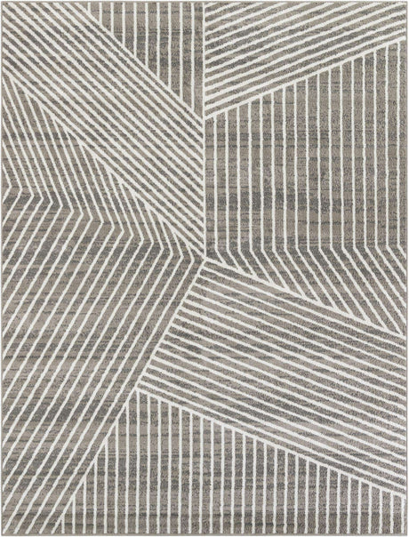 Gray 9' x 12' Norge Rectangle Area Rug 100% Polypropylene Easy Clean Non Shed Stain Resistant Modern Carpet for Home Interior Design for Sale at Rug Engine