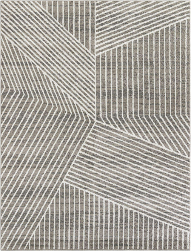 Gray 9' x 12' Norge Rectangle Area Rug 100% Polypropylene Easy Clean Non Shed Stain Resistant Modern Carpet for Home Interior Design for Sale at Rug Engine