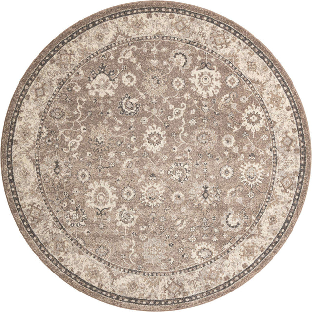 Beige Brown 10' x 10' Penrose Round Area Rug