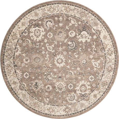 Beige Brown 7' 10 x 7' 10 Penrose Round Area Rug