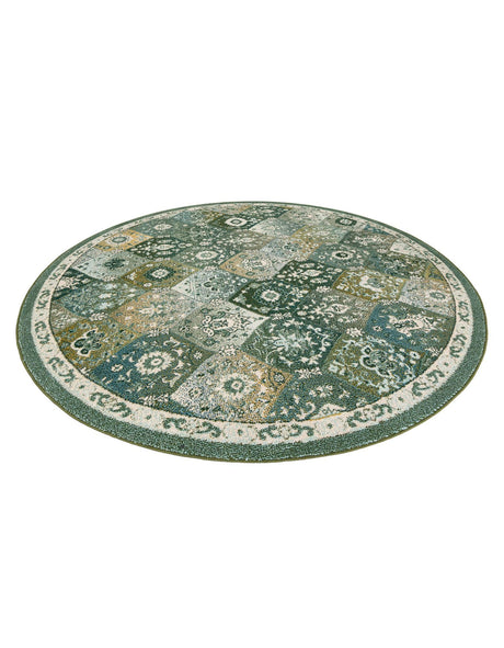 Green 7' 10 x 7' 10 Penrose Round Area Rug Classic Durable Stain Resistant Easy Clean Carpet for Traditional Indoor Home Decor for Sale at Rug Engine