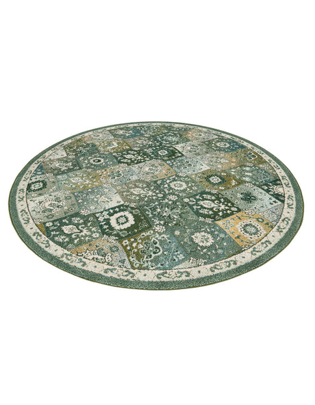 Green 7' 10 x 7' 10 Penrose Round Area Rug Classic Durable Stain Resistant Easy Clean Carpet for Traditional Indoor Home Decor for Sale at Rug Engine