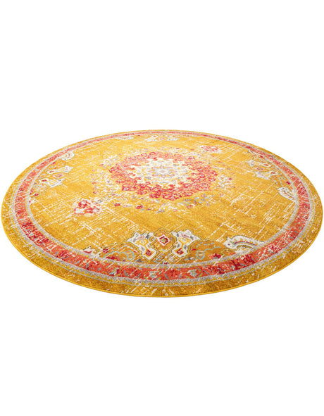 Gold 12' x 12' Penrose Round Area Rug Classic Durable Stain Resistant Easy Clean Carpet for Traditional Indoor Home Decor for Sale at Rug Engine