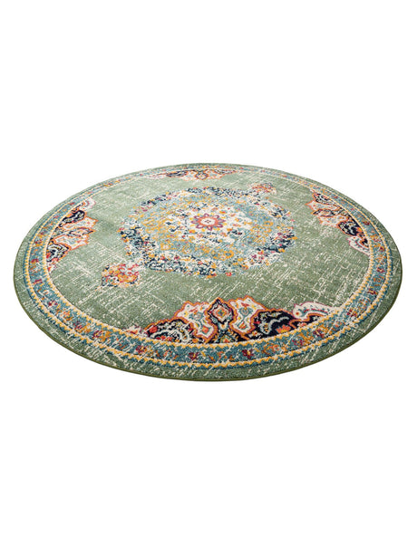 Green 10' x 10' Penrose Round Area Rug Classic Durable Stain Resistant Easy Clean Carpet for Traditional Indoor Home Decor for Sale at Rug Engine